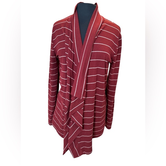 NWT Style Rack Women's Burgundy Stripe Open Front Cardigan Sweater Size … - Picture 1 of 3